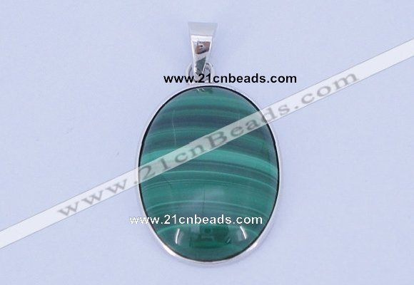 NGP709 16*24mm oval natural malachite with sterling silver pendant