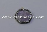 NGP7112 30*30mm hexagon light amethyst pendants wholesale