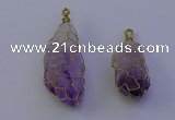 NGP7147 20*40mm - 30*45mm faceted nuggets amethyst pendants