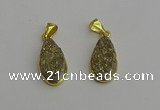 NGP7181 10*20mm flat teardrop plated druzy quartz pendants