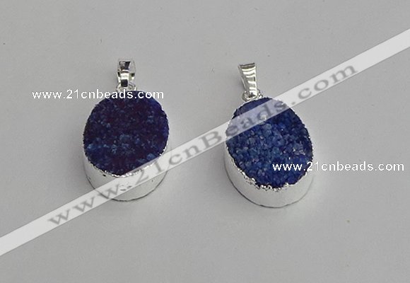NGP7190 15*20mm oval druzy quartz pendants wholesale