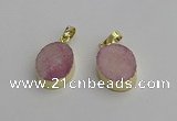 NGP7198 15*20mm oval druzy quartz pendants wholesale