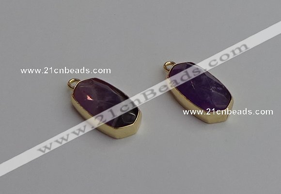 NGP7260 13*25mm faceted freeform amethyst pendants wholesale