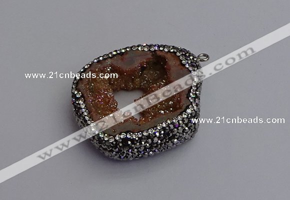 NGP7284 25*35mm - 35*40mm freeform plated druzy agate pendants