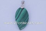 NGP730 15*28mm leaf natural malachite with 18KGP gemstone pendant