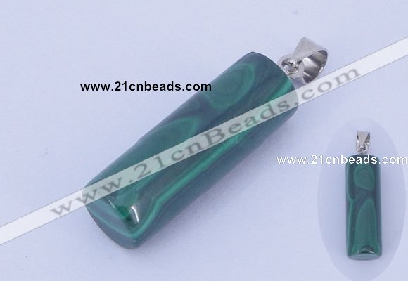 NGP731 8*24mm column natural malachite with 18KGP gemstone pendant