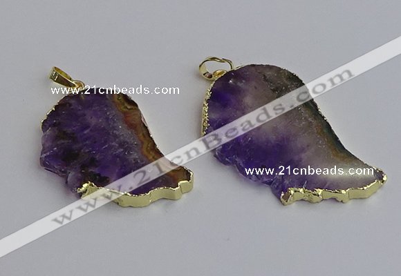 NGP7434 25*45mm - 30*50mm freeform druzy amethyst pendants