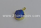 NGP7462 20mm coin plated druzy agate gemstone pendants