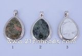 NGP752 5PCS 40*63mm teardrop gemstone pendants with brass setting