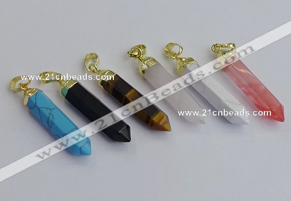 NGP7550 8*40mm sticks mixed gemstone pendants wholesale