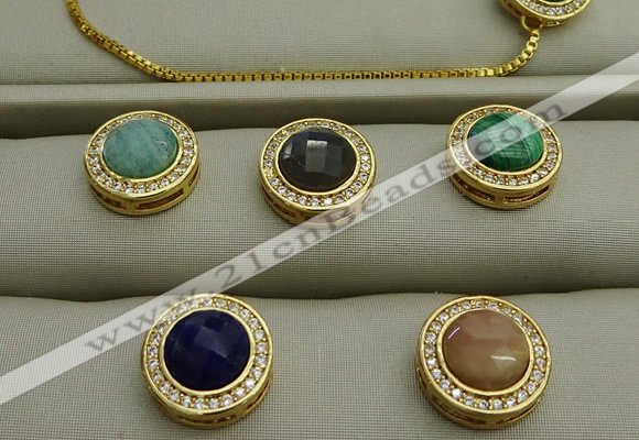 NGP7584 16mm coin mixed gemstone pendants wholesale