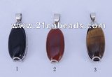 NGP759 5PCS 12*29mm oval gemstone pendants with brass setting
