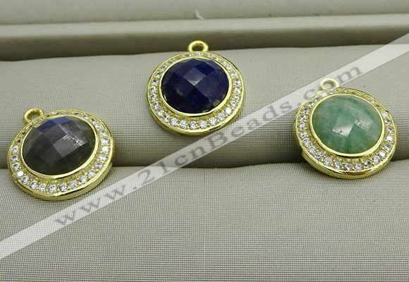 NGP7592 11mm coin mixed gemstone pendants wholesale