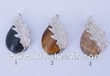 NGP761 5PCS 25*43mm teardrop gemstone pendants with brass setting