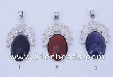NGP767 5PCS 28*45mm oval gemstone pendants with brass setting