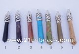 NGP776 5PCS 10*62mm mixed gemstone pendants with brass setting