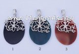 NGP783 5PCS 38*55mm oval agate gemstone pendants with brass setting
