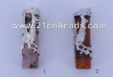NGP786 5PCS 12*40mm column gemstone pendants with brass setting