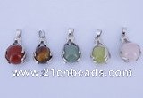 NGP787 5PCS 18mm*30mm mixed gemstone pendants with brass setting