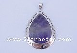 NGP792 5pcs 34*49mm teardrop amethyst pendants with brass setting