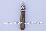 NGP794 5pcs 10*63mm tiger eye stone pendants with brass setting