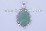NGP799 5pcs 24*44mm teardrop green aventurine pendants with brass setting