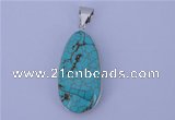 NGP830 5PCS 20*40mm flat teardrop turquoise pendants with brass setting