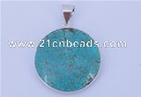 NGP835 5PCS 8*30mm flat round turquoise pendants with brass setting