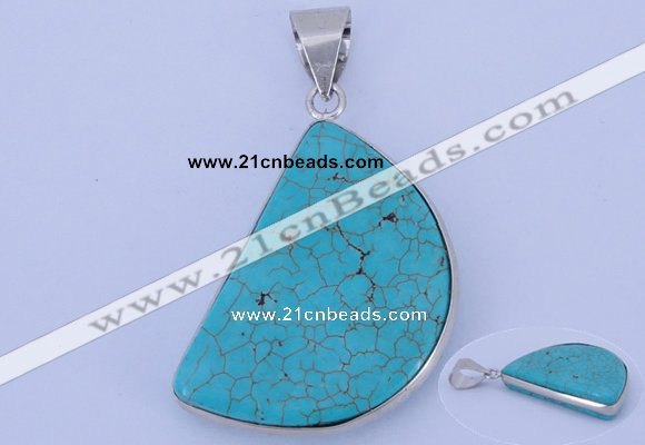 NGP836 5PCS 20*32mm fashion turquoise pendants with brass setting
