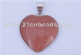 NGP842 5PCS 30*32mm heart goldstone pendants with brass setting
