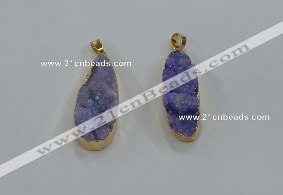 NGP8502 15*33mm - 17*40mm flat teardrop druzy agate pendants