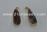 NGP8508 15*33mm - 17*40mm flat teardrop druzy agate pendants