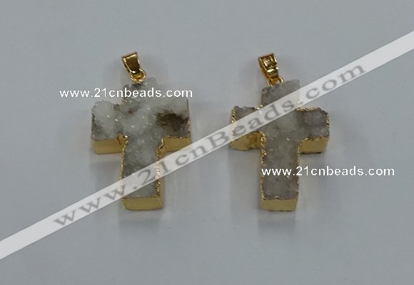 NGP8532 22*30mm - 25*35mm cross druzy agate pendants wholesale