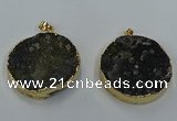 NGP8561 38mm - 40mm flat round druzy agate pendants wholesale