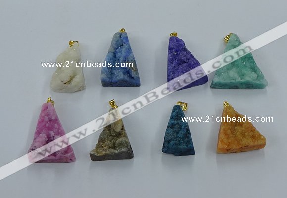 NGP8583 18*25mm - 25*40mm triangle druzy agate pendants wholesale