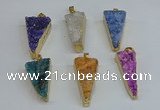NGP8602 13*40mm - 20*35mm triangle druzy agate pendants wholesale