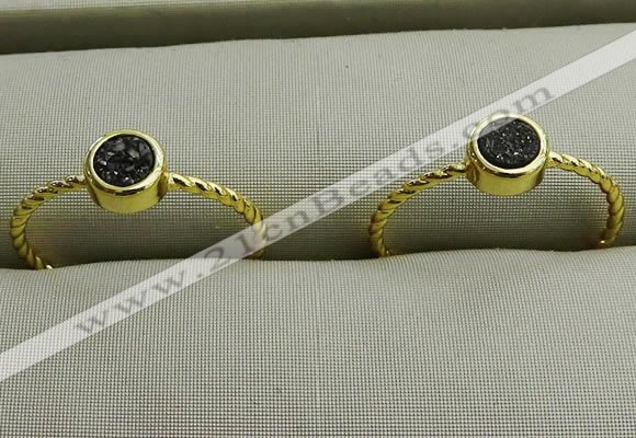 NGR1035 4mm coin plated druzy agate rings wholesale