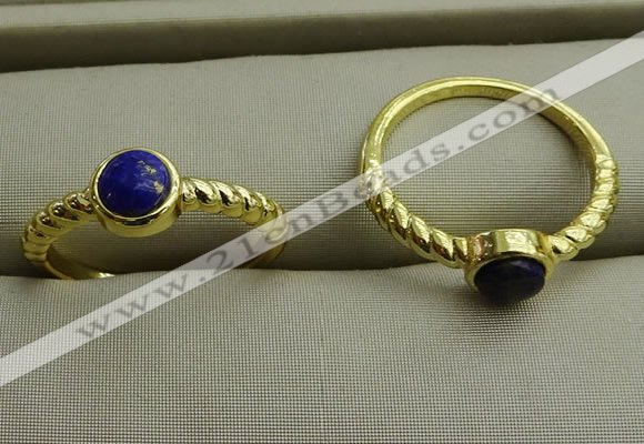 NGR1054 4mm coin lapis lazuli gemstone rings wholesale