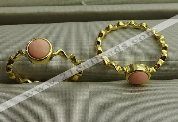 NGR1056 4mm coin synthetic coral rings wholesale