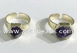NGR1083 11*11mm - 13*13mm faceted nuggets amethyst gemstone rings wholesale