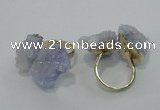 NGR11 15*20mm - 20*25mm nuggets plated druzy quartz rings