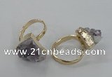 NGR135 15*20mm - 18*25mm freeform plated druzy amethyst rings