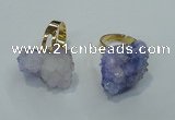 NGR18 18*25mm - 25*30mm nuggets plated druzy quartz rings