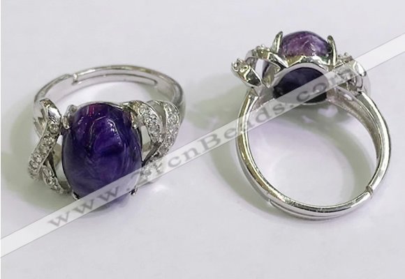 NGR3031 925 sterling silver with 10*14mm oval charoite rings