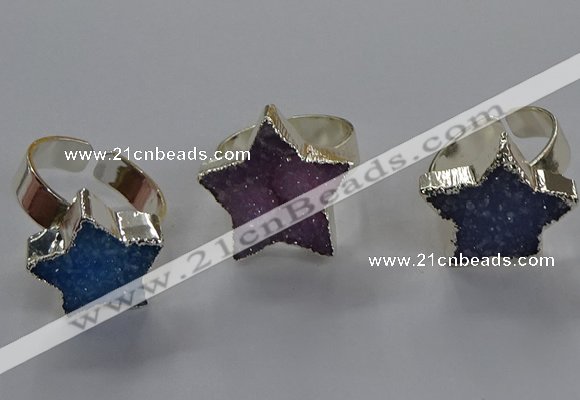 NGR331 15*16mm - 16*18mm star druzy agate gemstone rings