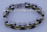 SSB126 8.3 inches 14mm width rubber & 304 stainless steel bracelet