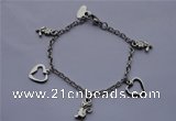 SSB16 8 inches 304 stainless steel chain dangling charms bracelet
