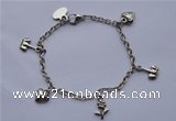 SSB17 8 inches 304 stainless steel chain dangling charms bracelet