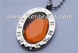 SSP02 28*35mm 304 stainless steel faceted oval coffee rhinestone pendant