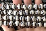 CAA6193 15 inches 12mm faceted round electroplated Tibetan Agate beads